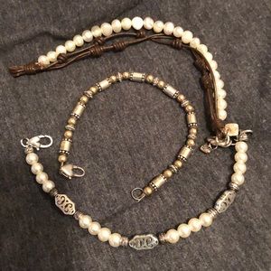 3 Sterling Silver Gold and Pearl Bracelets